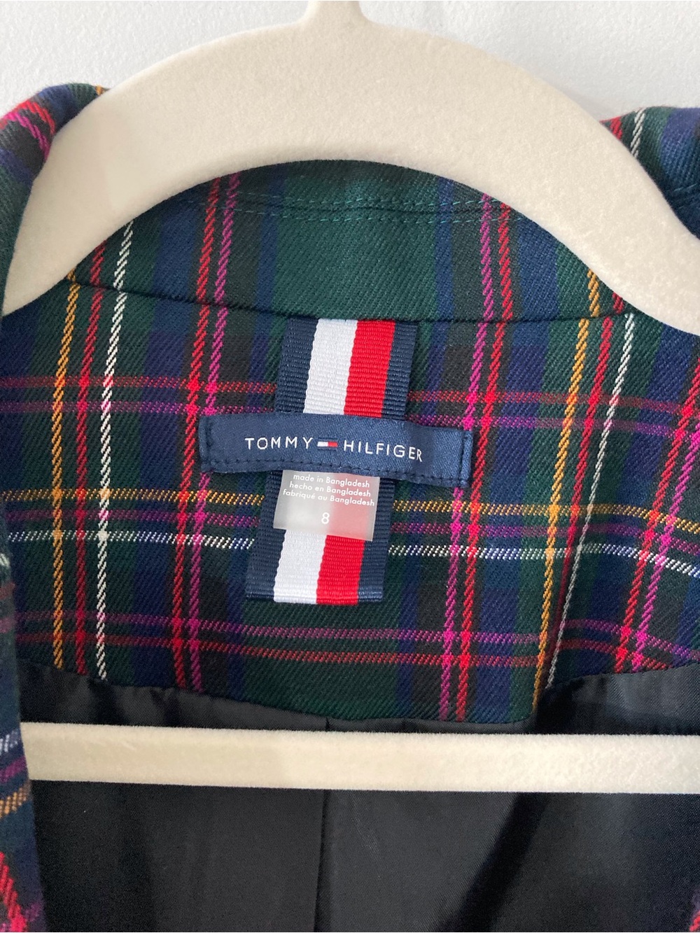 Vintage 90s Tommy Hilfiger Tartan Plaid Blazer Y2K Size 8 - Picture 2 of 16